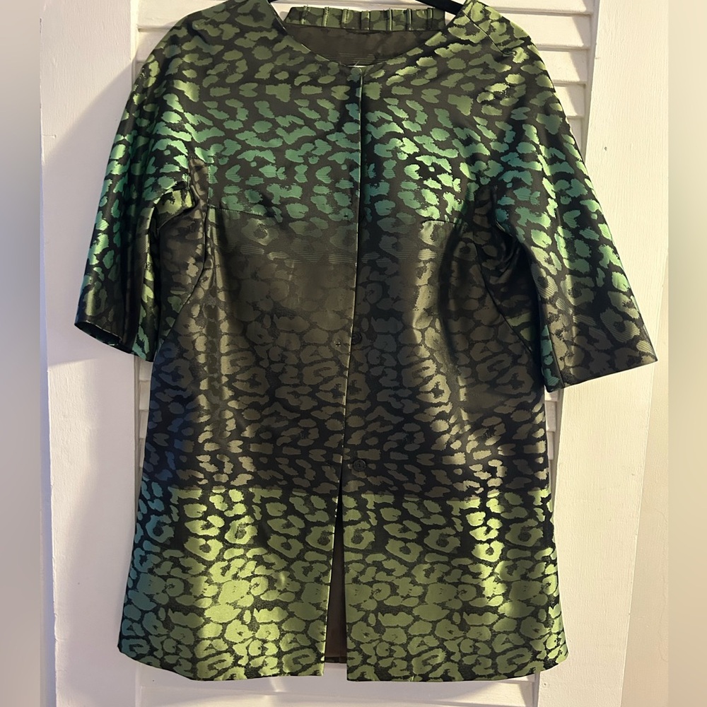 Green animal print evening jacket